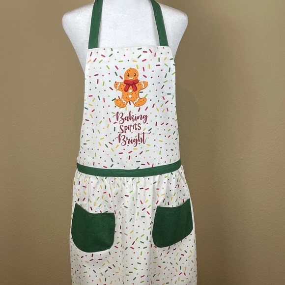 NWT Basis Christmas Gingerbread Man Sprinkles Red/Green/White Apron - Picture 1 of 8